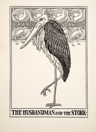 Husbonden og Storken, fra Aesops hundrede fabler, pub.1903 af Percy J. Billingshurst