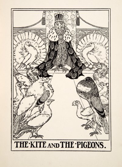 The Kite and the Pigeons, fra A Hundred Fables of Aesop, pub.1903 af Percy J. Billingshurst