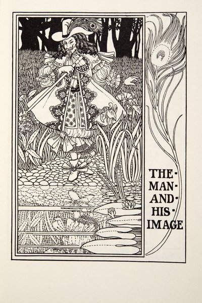 Manden og hans billede, fra Fontaine Fables, pub. 1905 (gravering) af Percy J. Billingshurst
