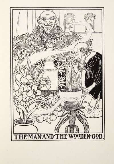The Man and the Wooden God, fra Fontaine Fables, pub. 1905 af Percy J. Billingshurst