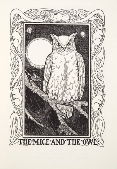 Musene og uglen, fra Fontaine Fables, pub. 1905 af Percy J. Billingshurst