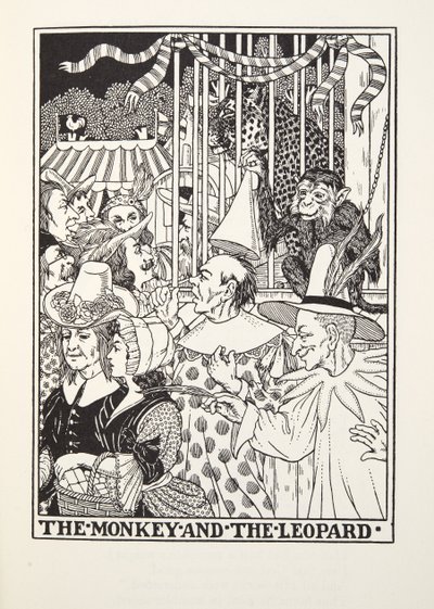 Aben og leoparden, fra Fontaine Fables, pub. 1905 af Percy J. Billingshurst