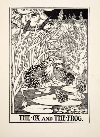 The Ox and the Frog, fra A Hundred Fables of Aesop, pub.1903 af Percy J. Billingshurst