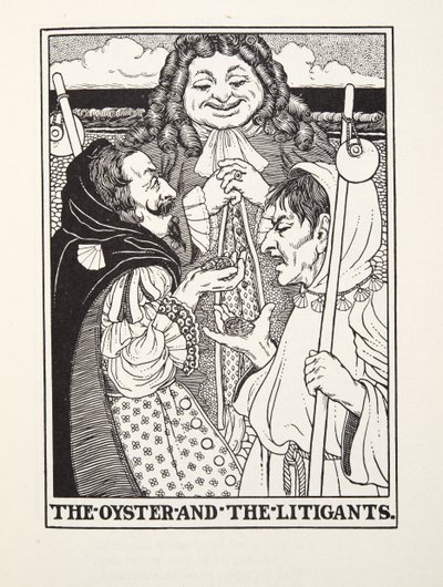 The Oyster and the Litigants, fra Fontaine Fables, pub. 1905 (gravering) af Percy J. Billingshurst