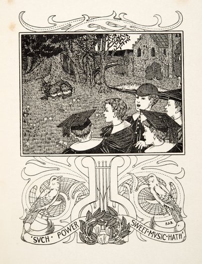 Musikkens kraft, fra A Hundred Anecdotes of Animals, udgivet af A Hundred Anecdotes of Animals, pub. 1924 (gravering) af Percy J. Billingshurst