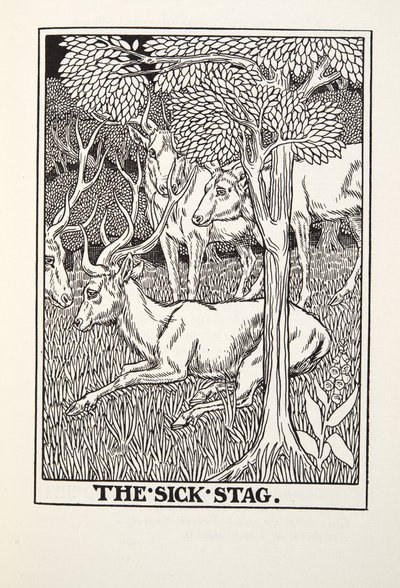 The Sick Stag, fra Fontaine Fables, pub. 1905 af Percy J. Billingshurst