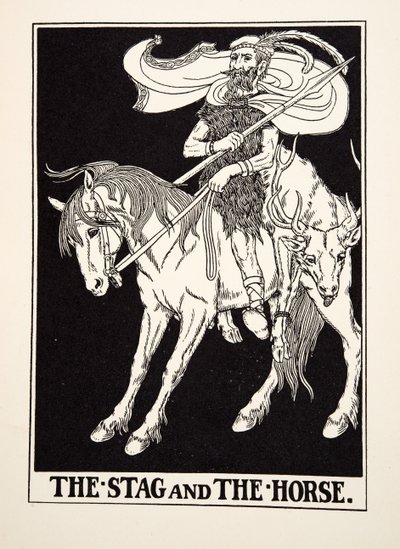 The Stag and the Horse, fra A Hundred Fables of Aesop, pub.1903 (gravering) af Percy J. Billingshurst