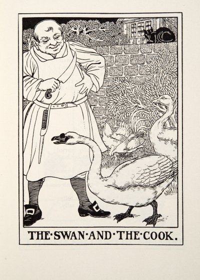 Svanen og kokken, fra Fontaine Fables, pub. 1905 af Percy J. Billingshurst