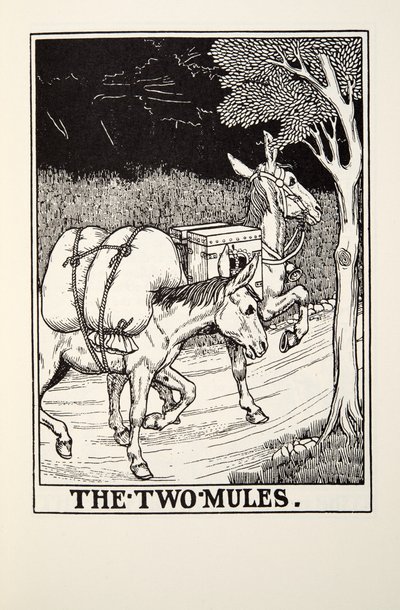 The Two Mules, fra Fontaine Fables, pub. 1905 af Percy J. Billingshurst