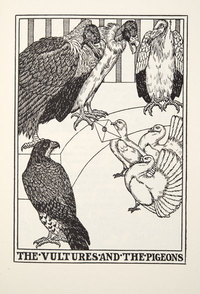 The Vultures and the Pigeons, fra Fontaine Fables, pub. 1905 af Percy J. Billingshurst