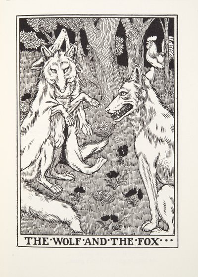 The Wolf and the Fox, fra Fontaine Fables, pub. 1905 af Percy J. Billingshurst