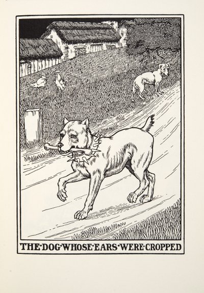 Hunden hvis ører blev beskåret, fra Fontaine Fables, pub. 1905 af Percy J. Billingshurst