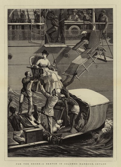 For the Shore, en skitse i Colombo Harbour, Ceylon af Percy Macquoid