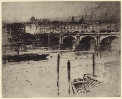 Waterloo Bridge (litho) af Percy Robertson