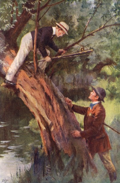 Nu kommer du ned dette minut (farve litho) af Percy Tarrant