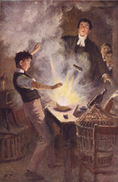 Op gik det hele i en stor flamme (farve litho) af Percy Tarrant