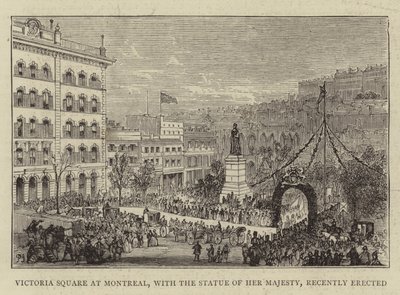 Victoria Square i Montreal, med statuen af Hendes Majestæt, der for nylig er rejst af Percy William Justyne