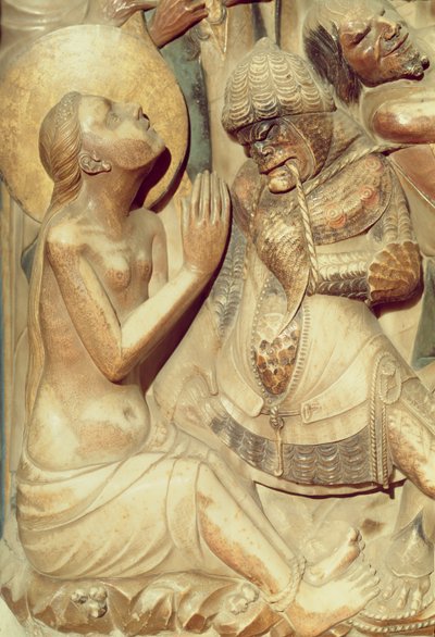 Theclas martyrium, detalje fra højalteret (alabaster) af Pere Johan