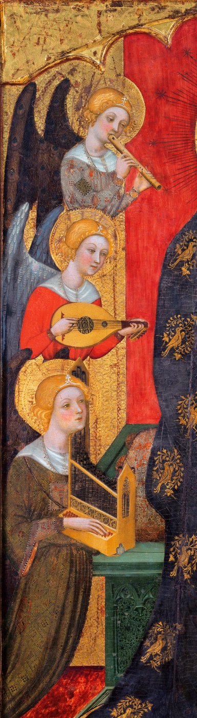 Madonna omgivet af musikerengle - Detalje af engle - Madonna med engle spiller musik (Detalje) - Maleri af Pere Serra (aktiv ca. 1357-1406), ca. 1380 - Tempera på panelet - Museu Nacional d