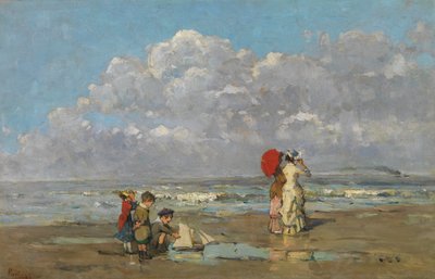 På stranden (olie på lærred) af Pericles Pantazis