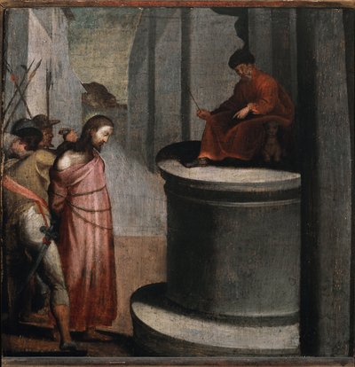 Kristi lidenskab: Jesus og Pontius Pilatus (olie på træ af Perino del Vaga