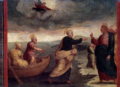 The Calling of Saints Peter and Andrew, detalje (olie på panel af Perino del Vaga