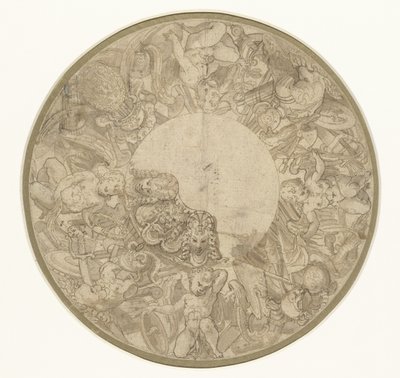 Design til bunden af ​​en rund udstillingsskål af Perino del Vaga (attributed to)