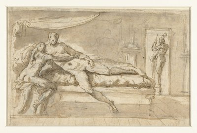 Amor og Psyche i et værelse af Perino del Vaga (possibly)