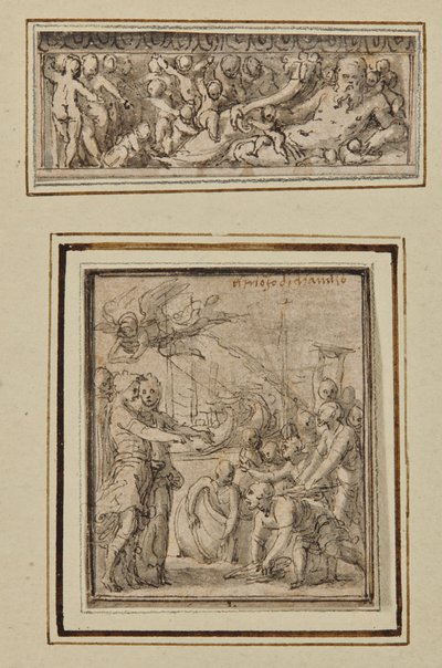 Flodgud omgivet af putti; og Marcus Furius Camillus