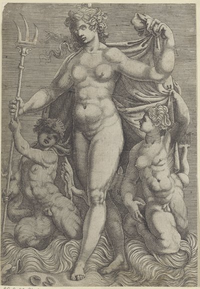 Thetis med to tritoner Neptun og Thetis med havguder og havheste (serietitel) af Perino del Vaga