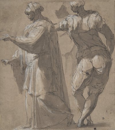 To stående Mandsfigurer, 1501-47. af Perino del Vaga