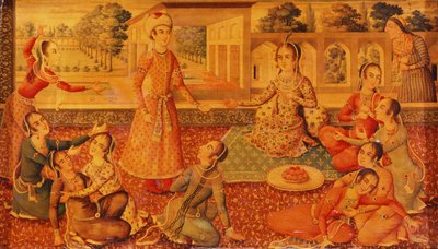 En sen Zand-lakeret papirmache kiste, ca. 1794-95 af Persian School