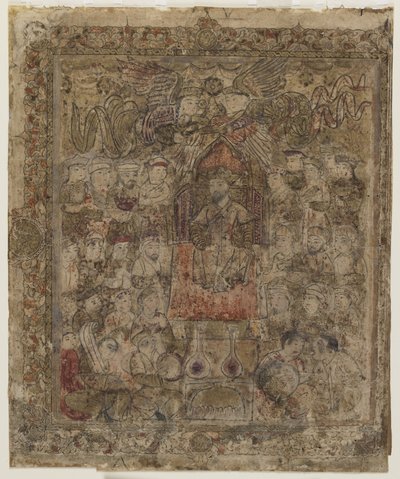 En hersker på tronen, fra en Shahnama af Persian School
