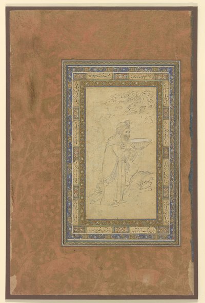 En gammel mand bærer en skål, ca. 1610-15 af Persian School
