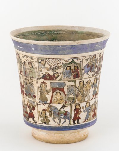 Bægerglas forestillende Shahnama, Kashan, Iran, Saljuq-perioden (keramik) af Persian School