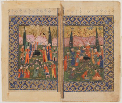 Folio fra en uidentificeret tekst; bagside: Sulayman Enthroned, Shiraz, Iran, ca. 1560-70 af Persian School