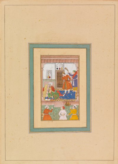 Interiør med figurer (wc på vellum) af Persian School