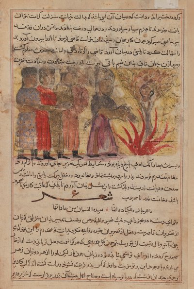 Miniaturemaleri fra Kalila wa Dimna (blæk & uigennemsigtigt wc på papir) af Persian School