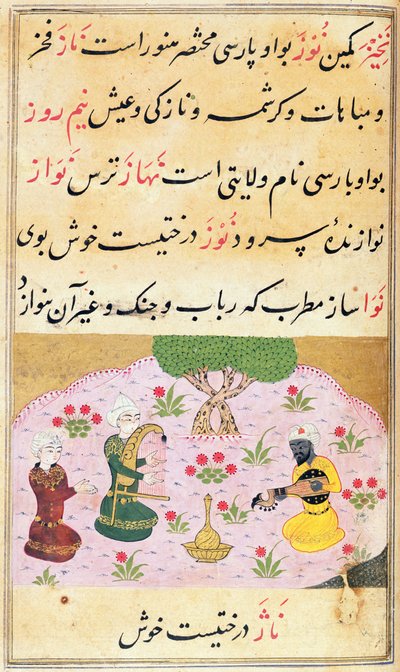 Or.3299 f.279 Musikere spiller en melodi (nava) af Persian School