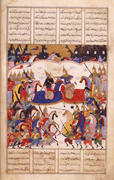 Eller. 13836, f.17v Islandar Fights the Zangis, illustration fra 