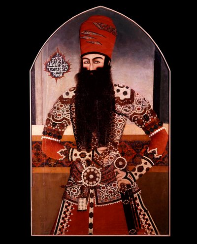 Persisk kunst: "" Portræt af Mohamed Ali Shah (Mohammad Ali Shah Qajar) (1872-1925) Anonymt maleri. 1800-tallets privatsamling af Persian School