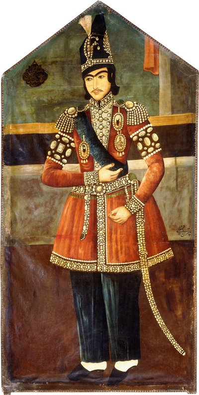Portræt af Nasr-al-Din Shah, ca. 1850 af Persian School