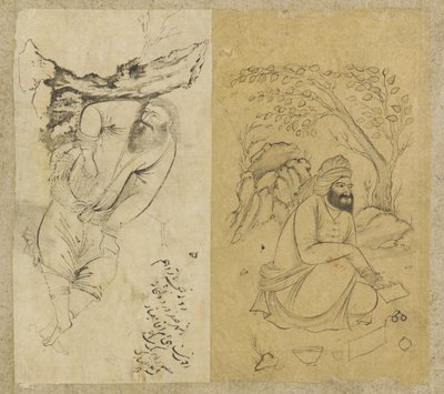 Hvilende mand, Isfahan, Safavid-dynasti, 1639 (blæk på papir) af Persian School