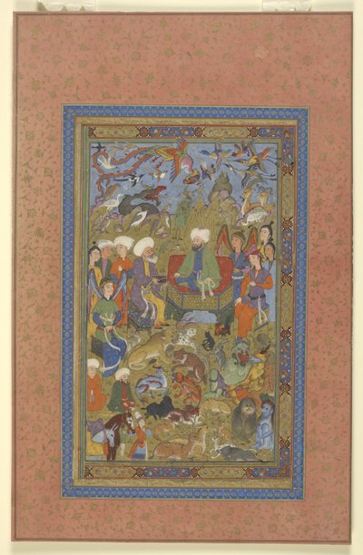Sulayman og Bilqis på tronen, ca. 1590-1600 af Persian School