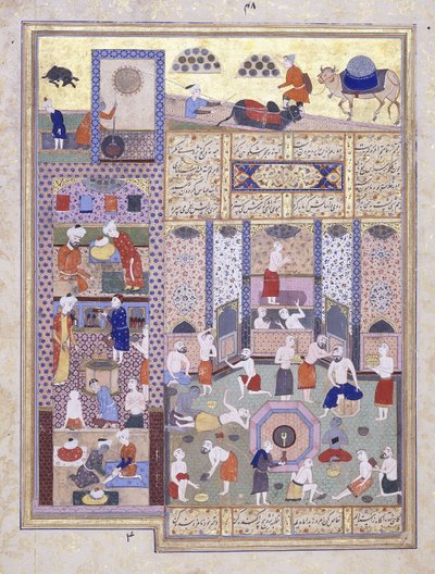 Kaliffen Harun al-Rashid ved badene, ca. 1584-5 af Persian School