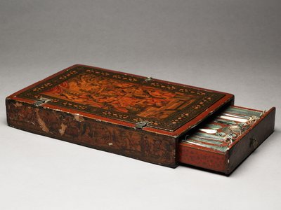 Værktøjssæt, der forestiller den hellige familie, ca. 1830 (blandet medier) af Persian School