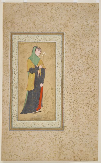 Kvinde med en spray af blomster, ca. 1595 af Persian School