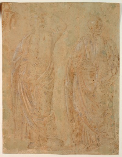 To stående draperede mandsfigurer af Perugino