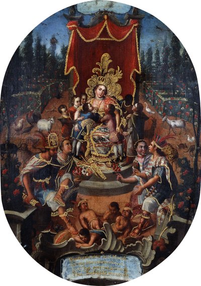 America Nursing Spanish Noble Boys, c.1770 af Peruvian School