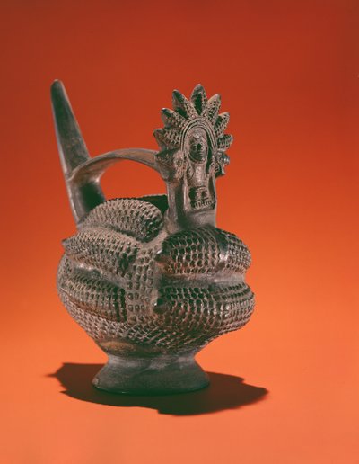 Blackware fartøj af majs gudinde (keramik) af Peruvian School